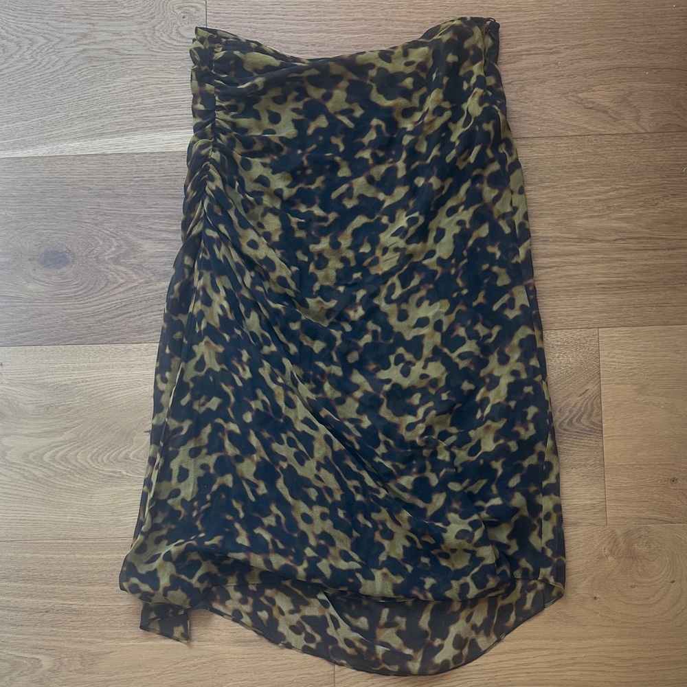 Christopher Esber Asymmetrical Leopard Print Skirt in Black and Tan